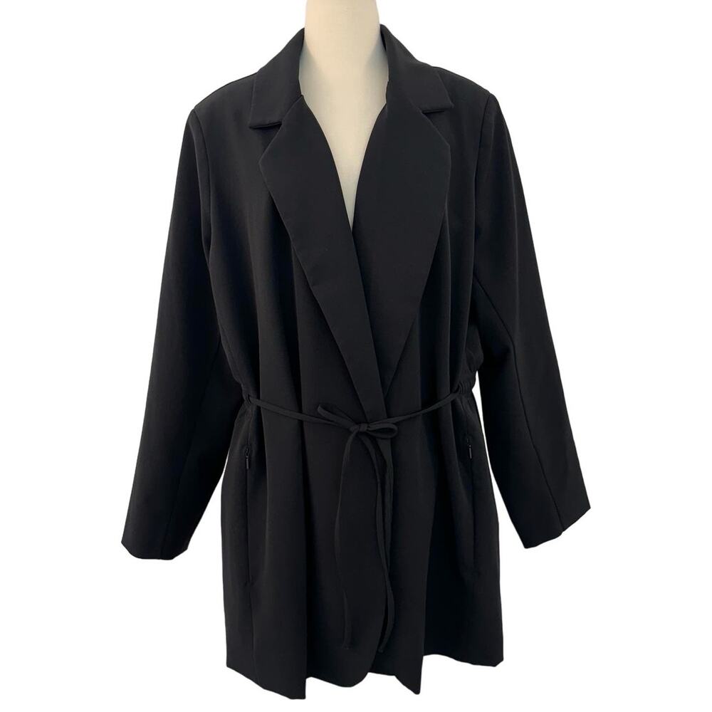 Athleta Black Endless Primatwill Blazer Jacket Cinched Waist Black 16